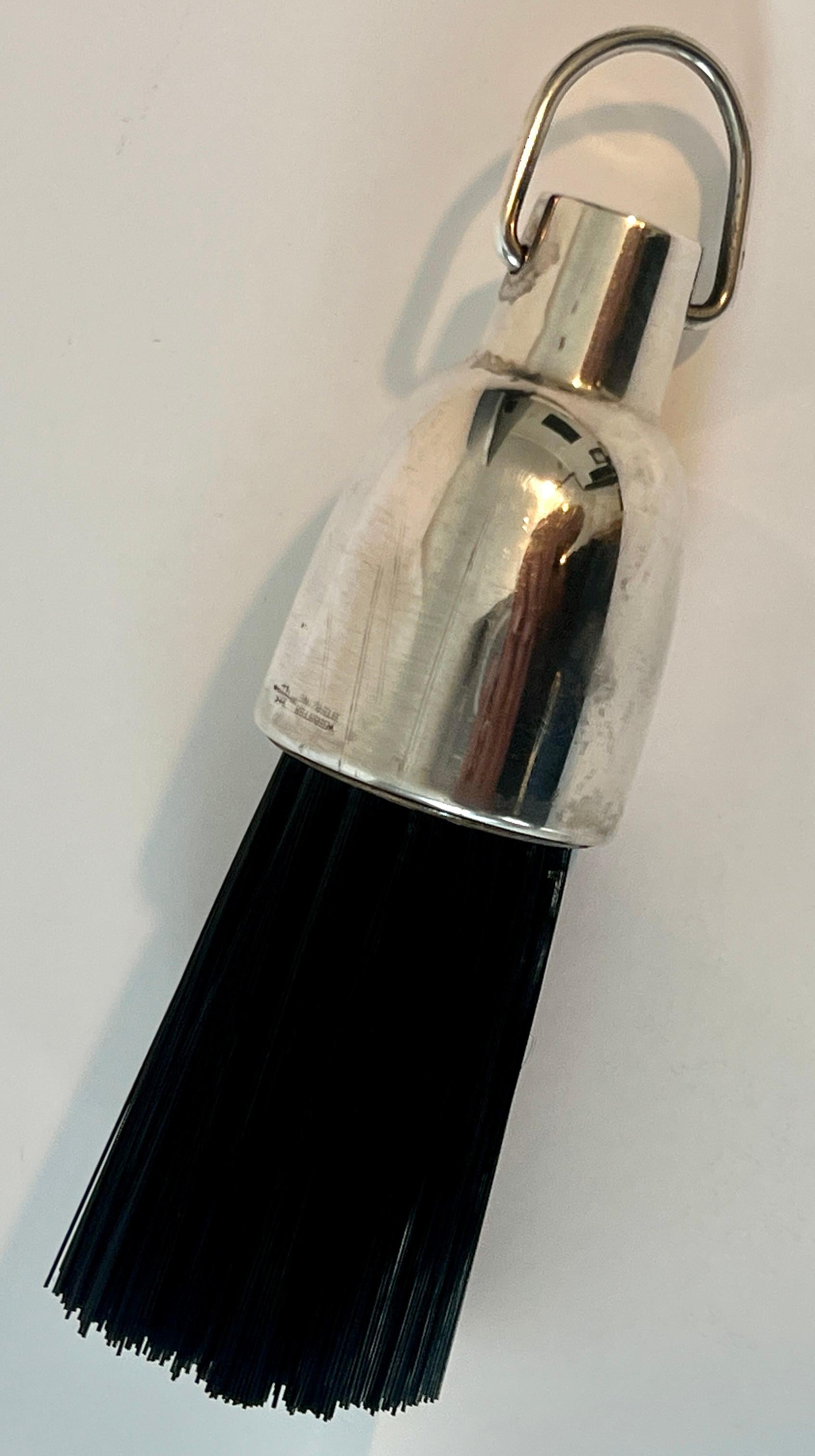 French Sterling Silver Garment Brush with Hanging Ring For Sale