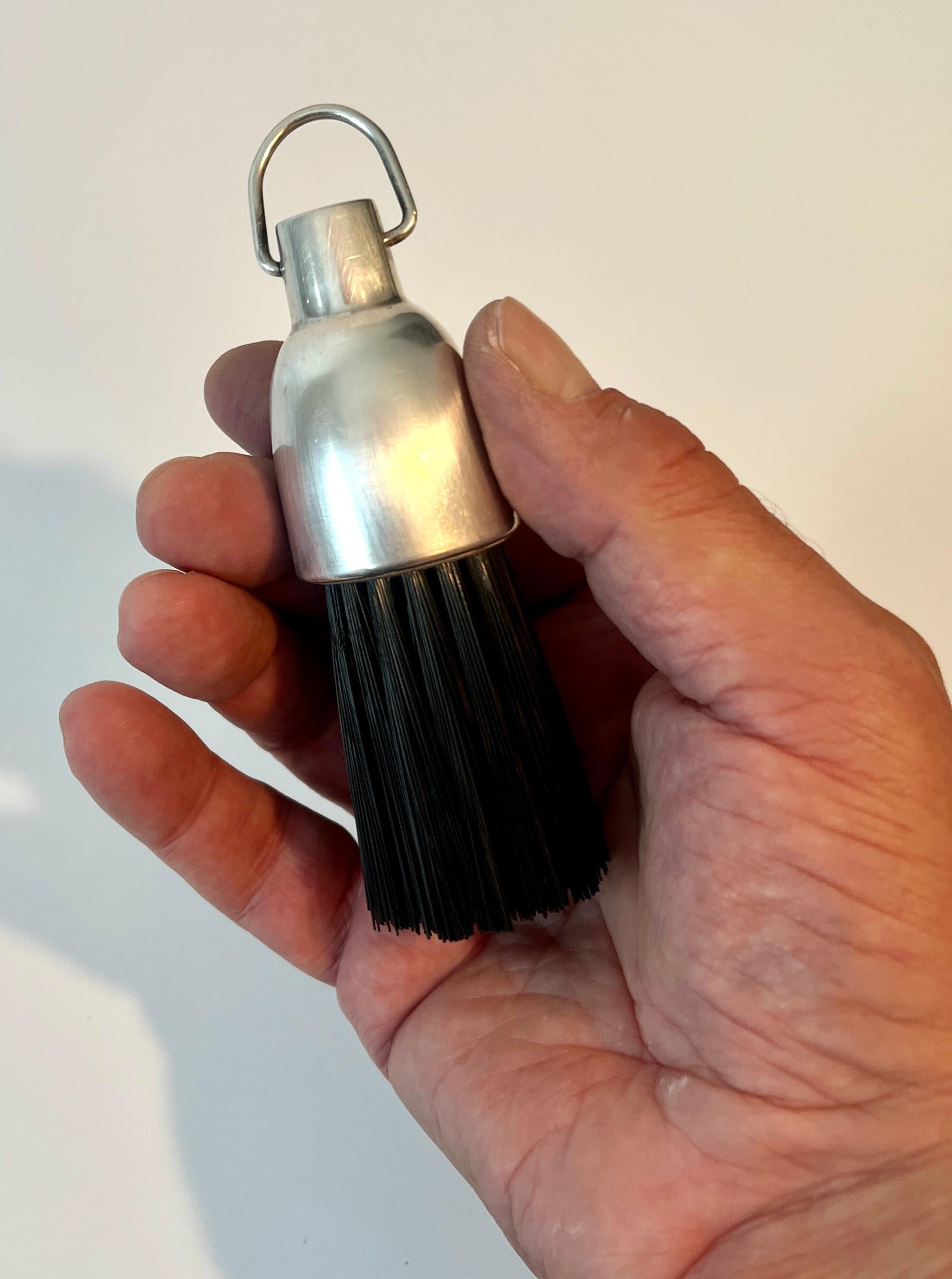 20th Century Sterling Silver Garment Brush with Hanging Ring For Sale