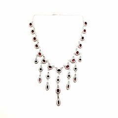 Sterling Silver Garnet Chandelier Necklace