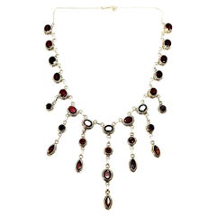 Sterling Silver Garnet Chandelier Necklace