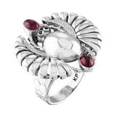 Sterling Silver Garnet Mehi Scarab Cocktail Ring