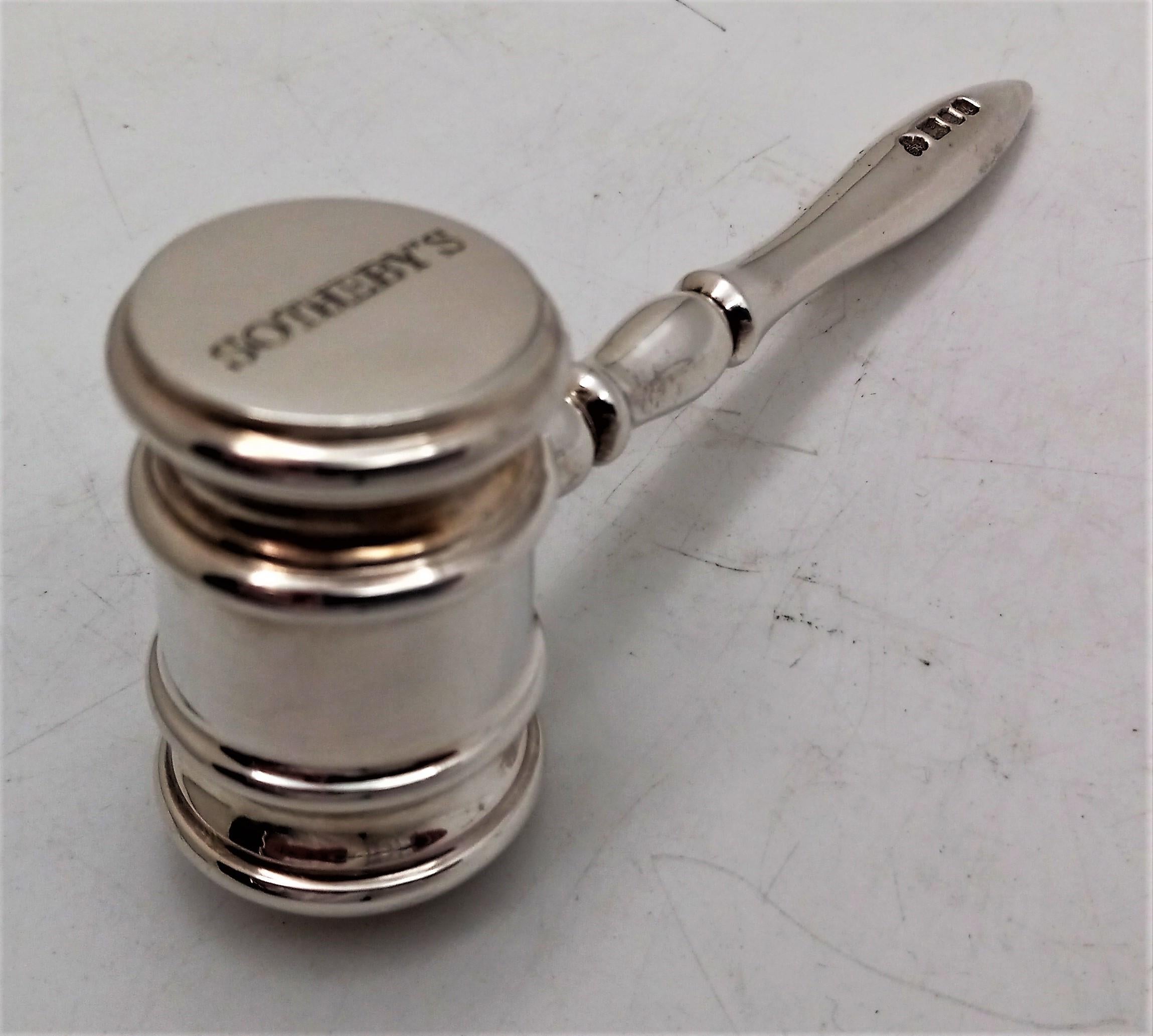 English Sterling Silver Gavel Sotheby's Commemorative 250th Anniversary Collectible