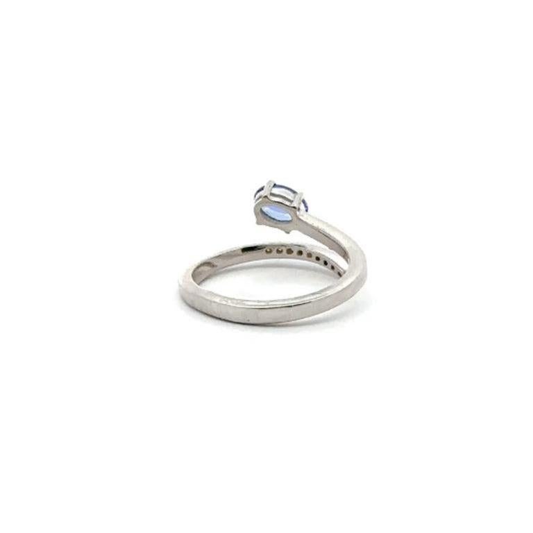 For Sale:  Sterling Silver Genuine Tanzanite Diamond Bypass Ring in Designer Jewelry Gift 11