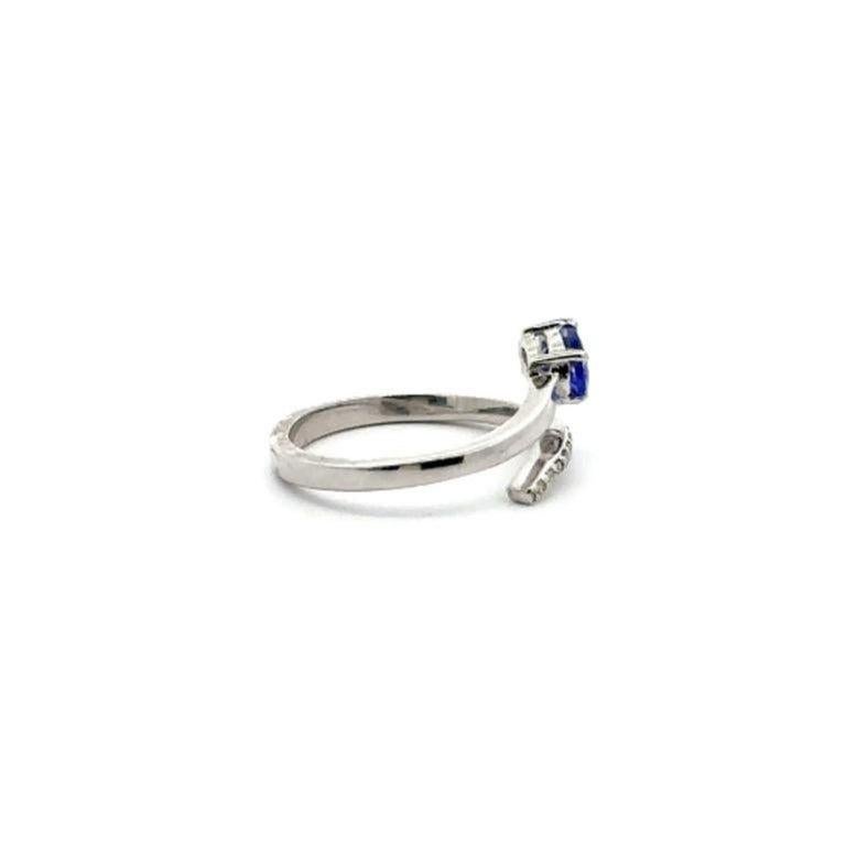 For Sale:  Sterling Silver Genuine Tanzanite Diamond Bypass Ring in Designer Jewelry Gift 12