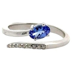 Sterling Silber Echter Tansanit Diamant Bypass-Ring in Mothers Day Geschenk