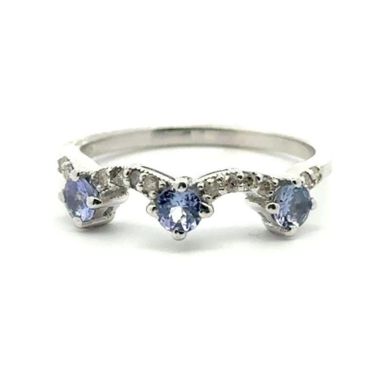 For Sale:  Sterling Silver Genuine Tanzanite Diamond Crown Ring Gift for Valentine 6