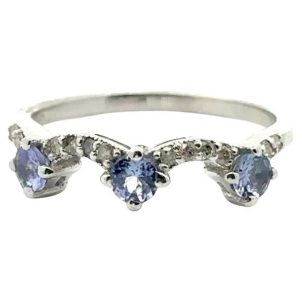 For Sale:  Sterling Silver Genuine Tanzanite Diamond Crown Ring Gift for Valentine