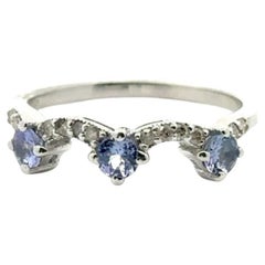 Sterling Silver Genuine Tanzanite Diamond Crown Ring Gift for Valentine