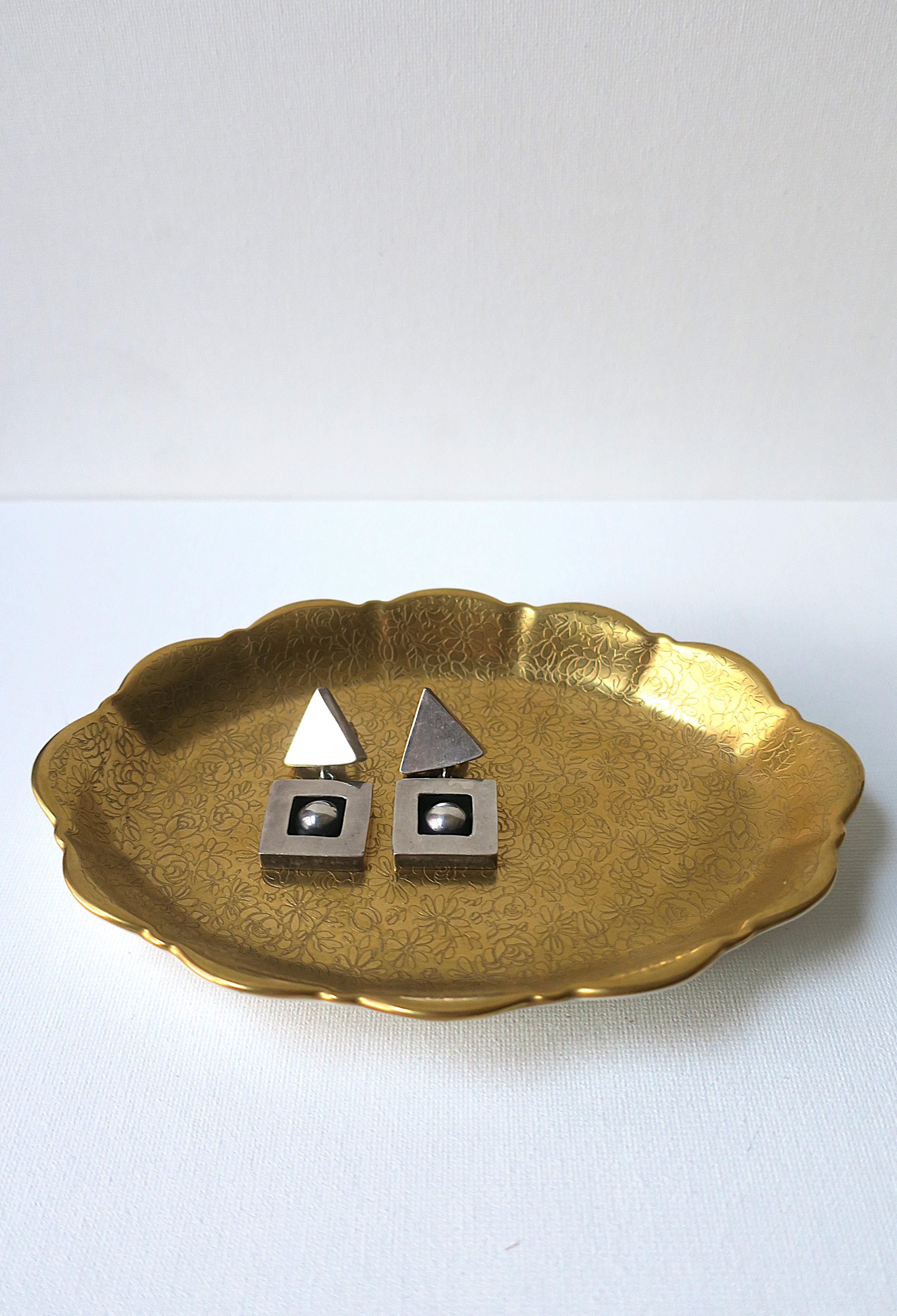 Sterling Silver Geometric Drop Earrings For Sale 3