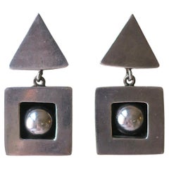 Sterling Silver Geometric Drop Earrings