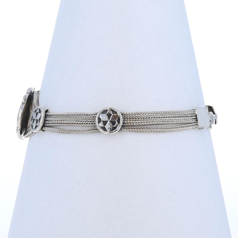 Donna Bracciale floreale geometrico in argento 925 - Stazione a più catene in vendita