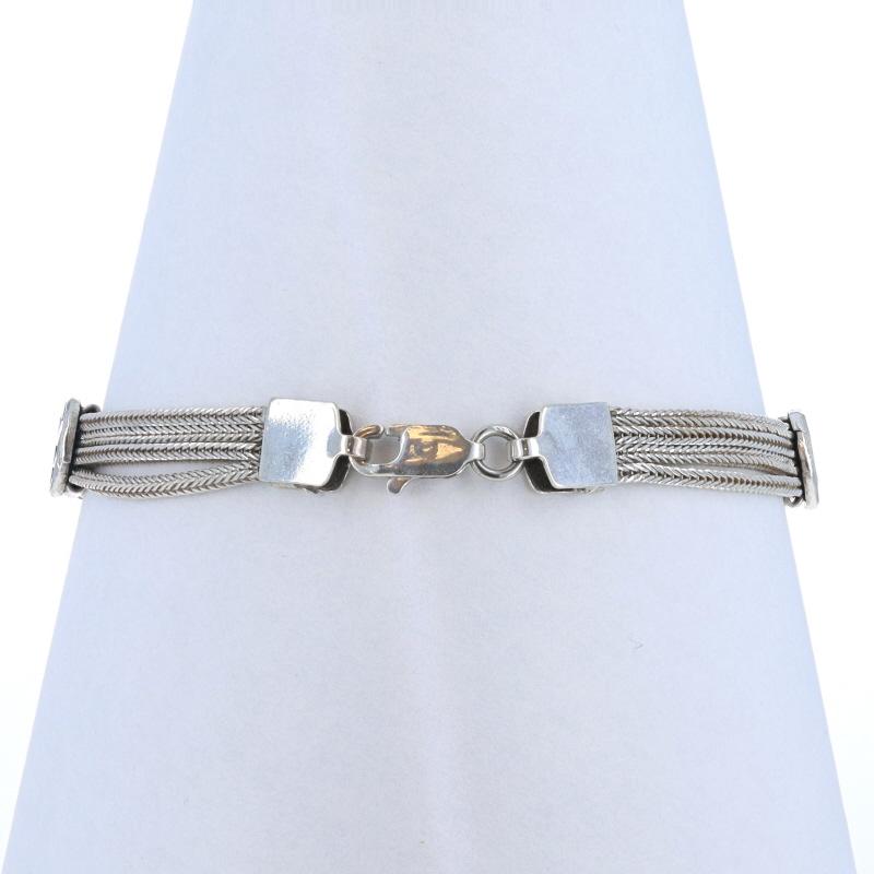 Bracciale floreale geometrico in argento 925 - Stazione a più catene in vendita 1