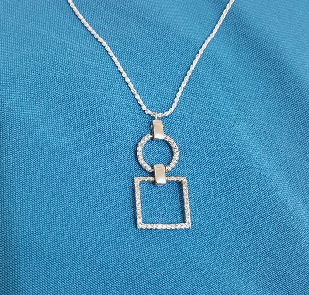 Unknown Sterling Silver Geometrics Pendant Necklace, Stamped For Sale