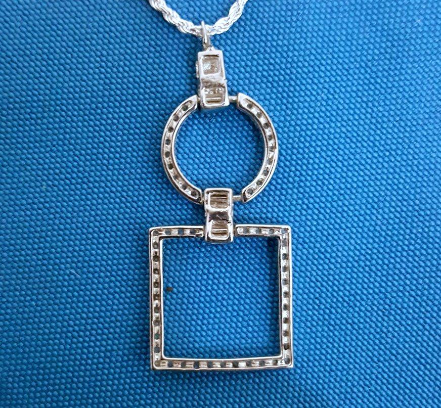 20th Century Sterling Silver Geometrics Pendant Necklace, Stamped For Sale