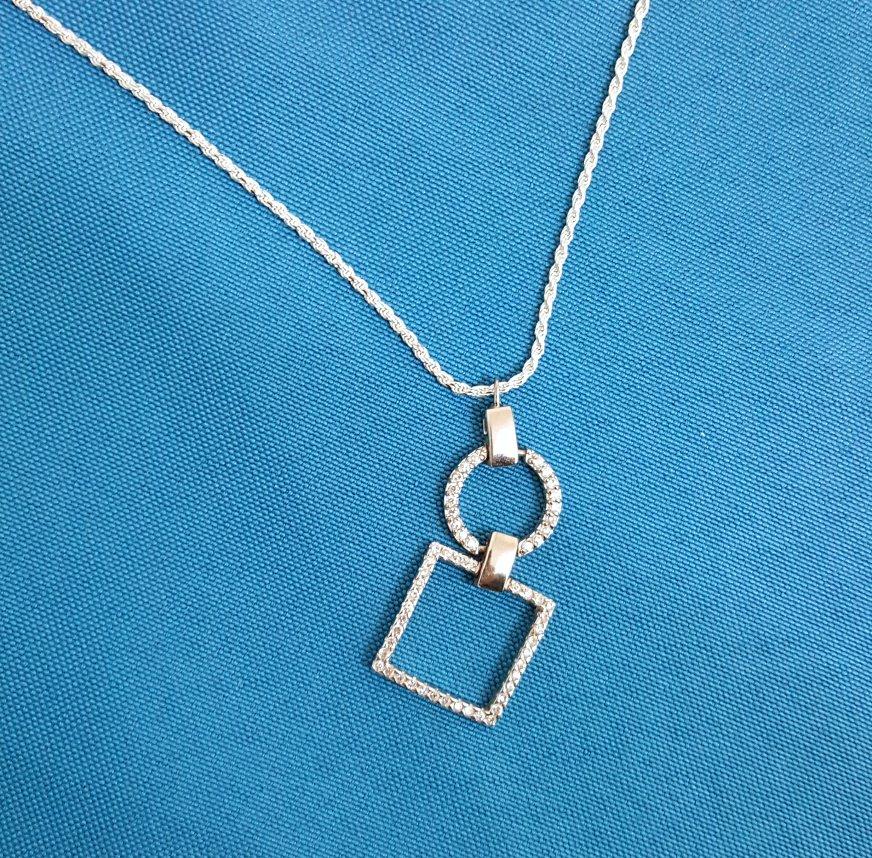 Sterling Silver Geometrics Pendant Necklace, Stamped For Sale 2