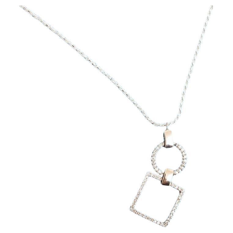Sterling Silver Geometrics Pendant Necklace, Stamped