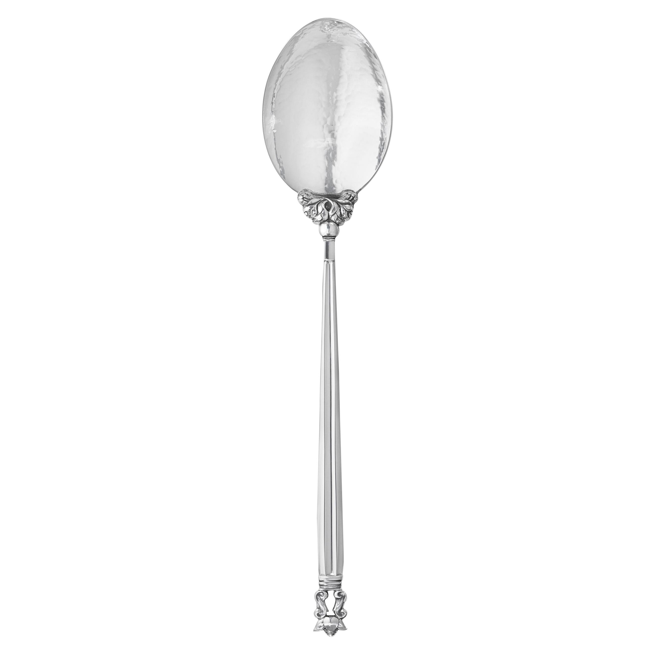 Sterling Silver Georg Jensen Acorn Stuffing Spoon 233 in Box For Sale