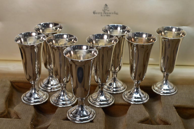 Sterling Silver Jensen Cordial Cup Set For Sale at 1stDibs