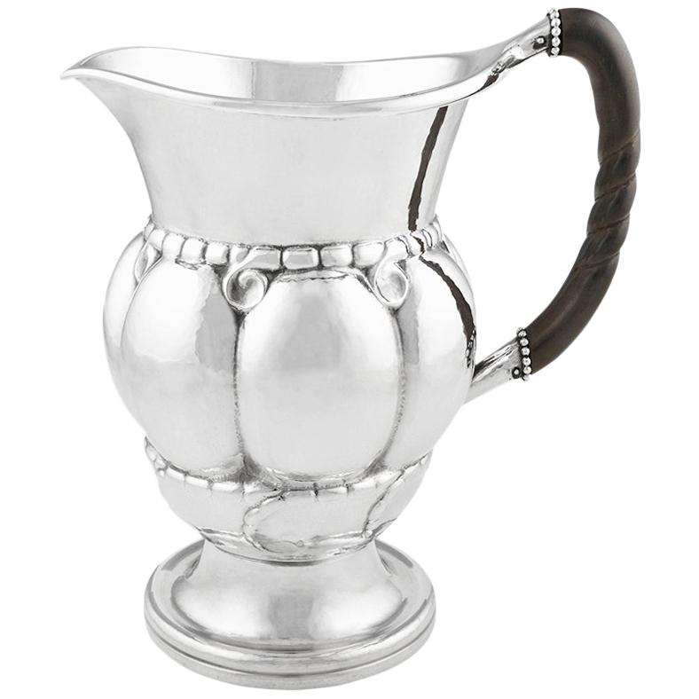 Sterling Silver Georg Jensen Pitcher with Ebony Handle, Design 7 by Georg Jensen For Sale