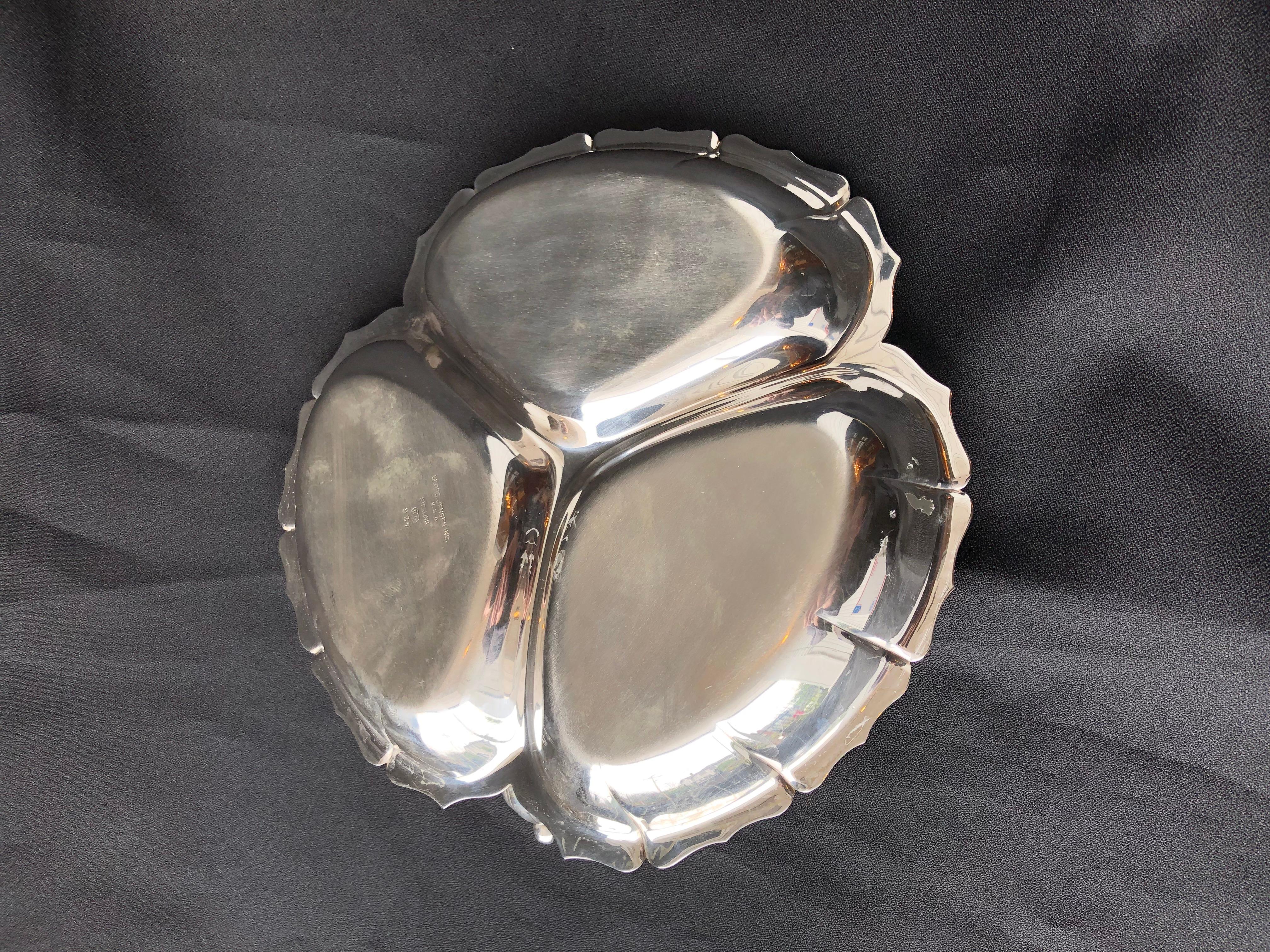 Danish Sterling Silver Georg Jensen Tray Mid-20th Century, Rare Form, Midcentury For Sale