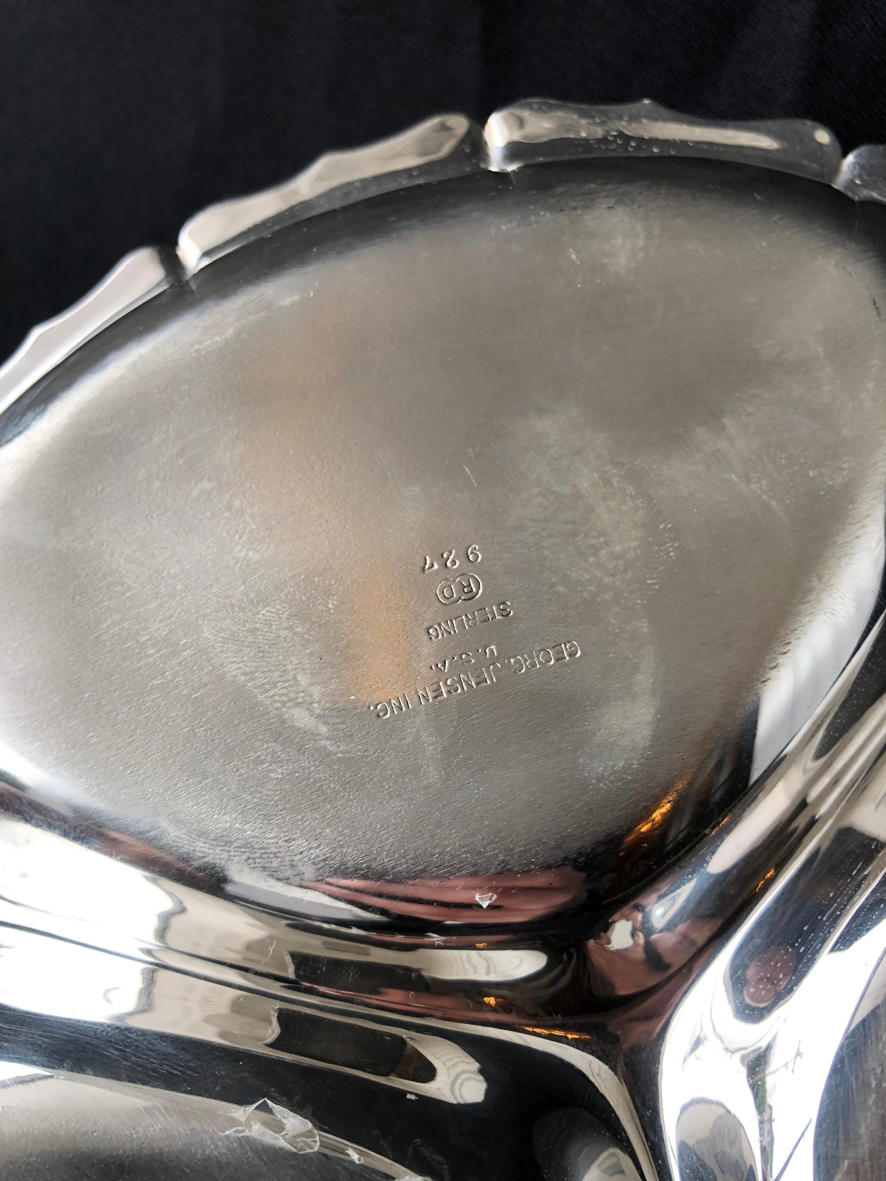 Sterling Silver Georg Jensen Tray Mid-20th Century, Rare Form, Midcentury In Good Condition For Sale In Seattle, WA