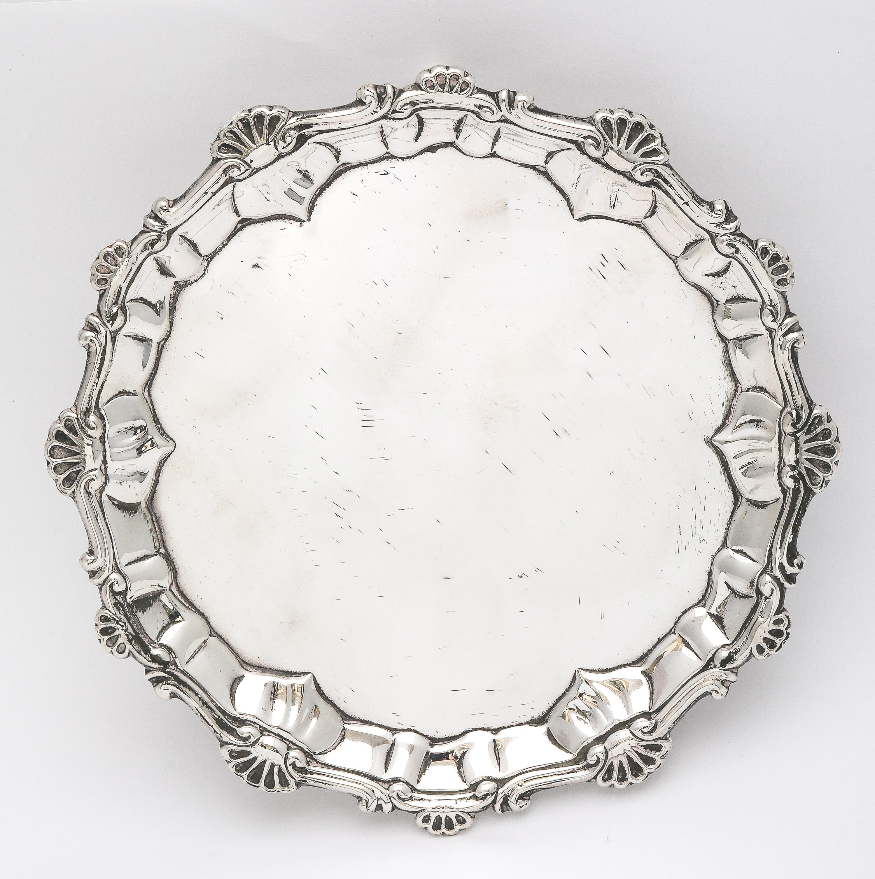 English Sterling Silver George III Period (1765) Hoof-Footed Salver/Tray For Sale
