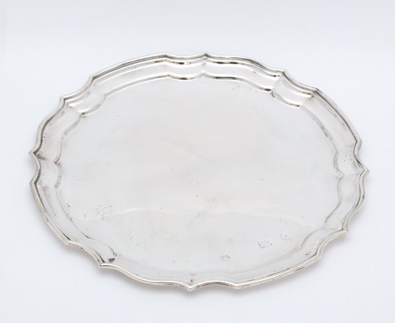 Late 20th Century  Sterling Silver George III-Style Salver/Tray For Sale