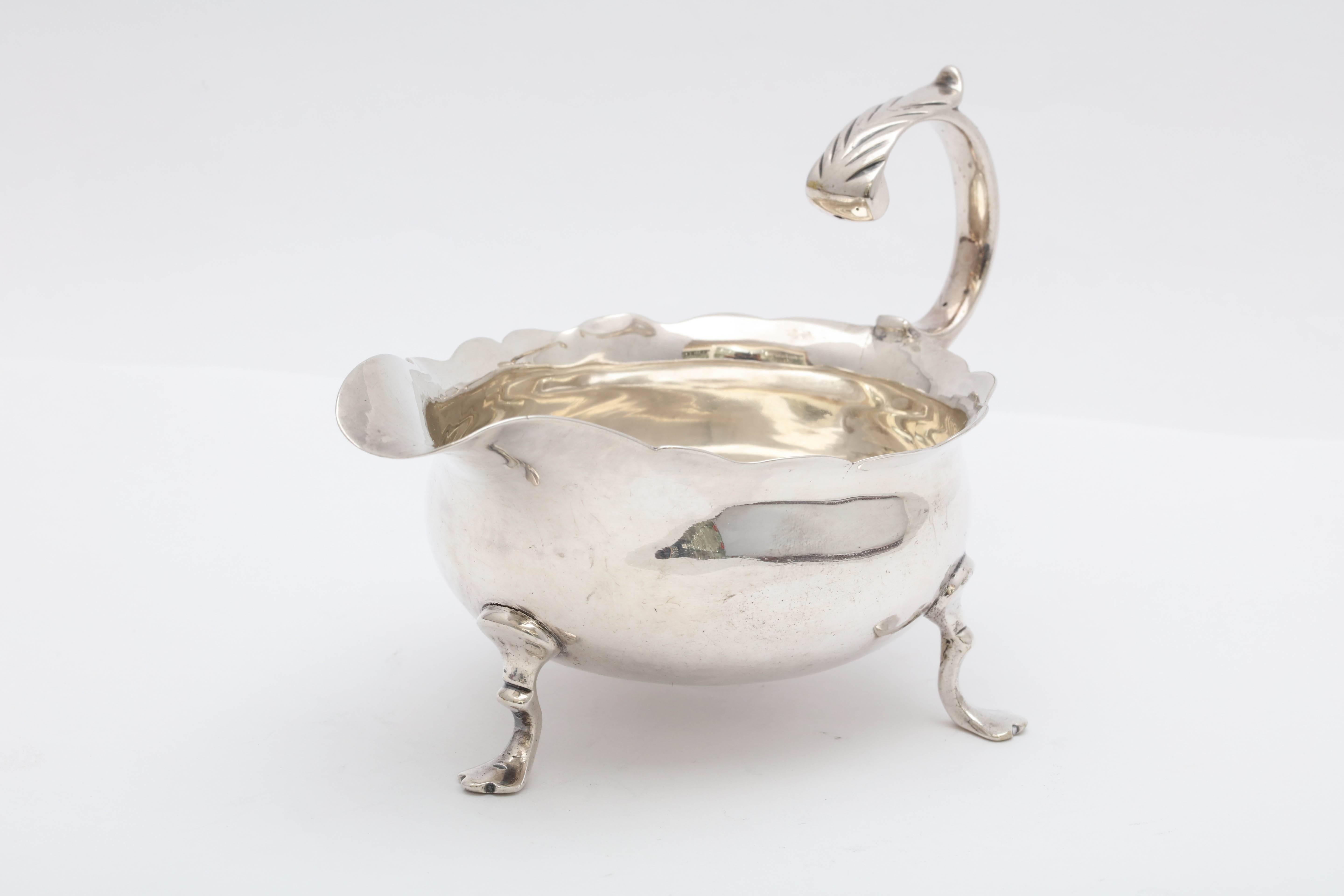 Mid-18th Century Sterling Silver Georgian 'George II - 1753' Paw-Footed Sauce/Gravy Boat