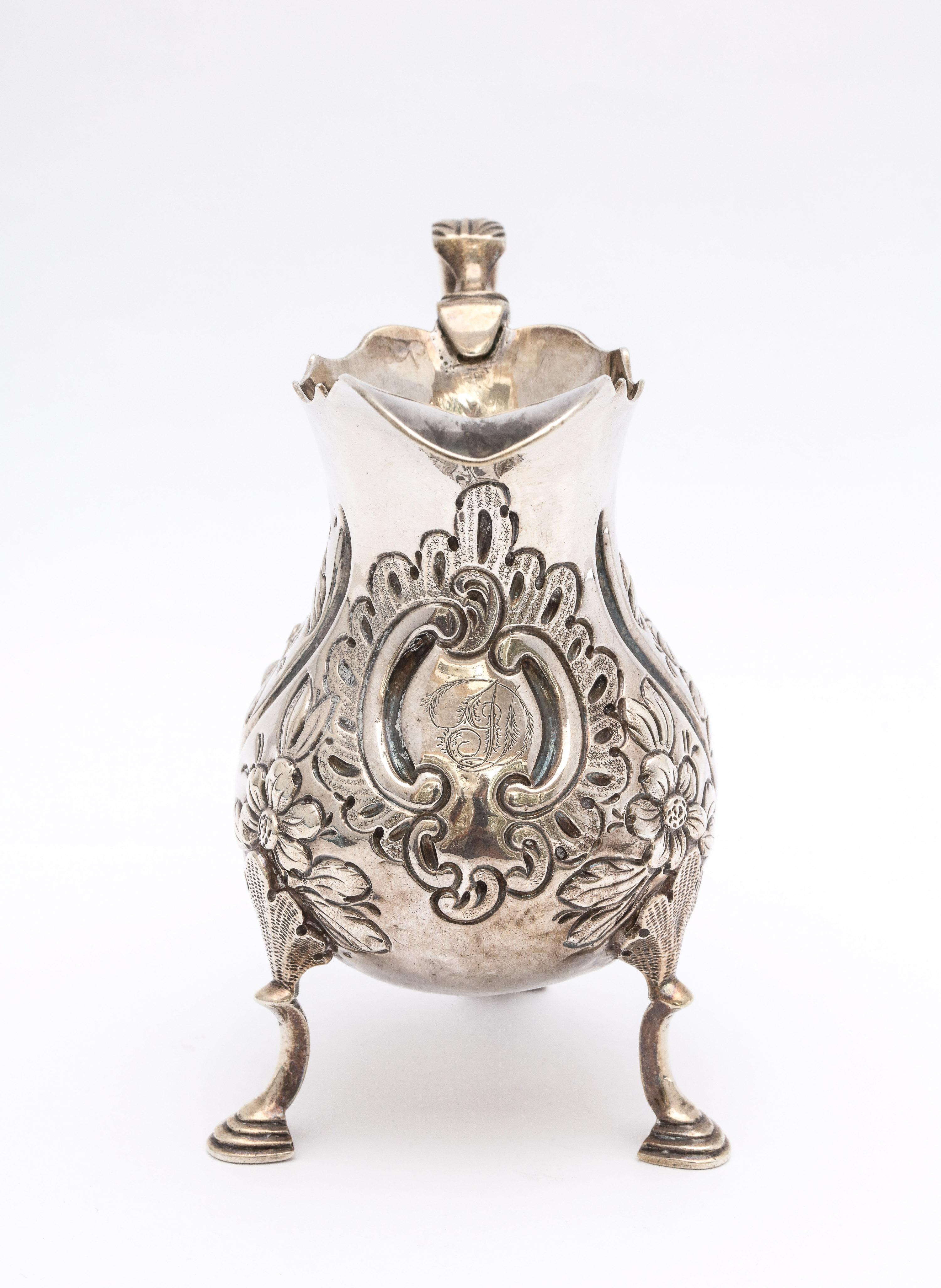 English Sterling Silver Georgian 'George II' Footed Cream Jug by John Muns