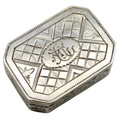 Sterling Silver Georgian Octagonal Vinaigrette with Engraved Latticework