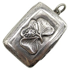 Sterling Silver Georgian Rectangular Vinaigrette with Bas Relief Clover