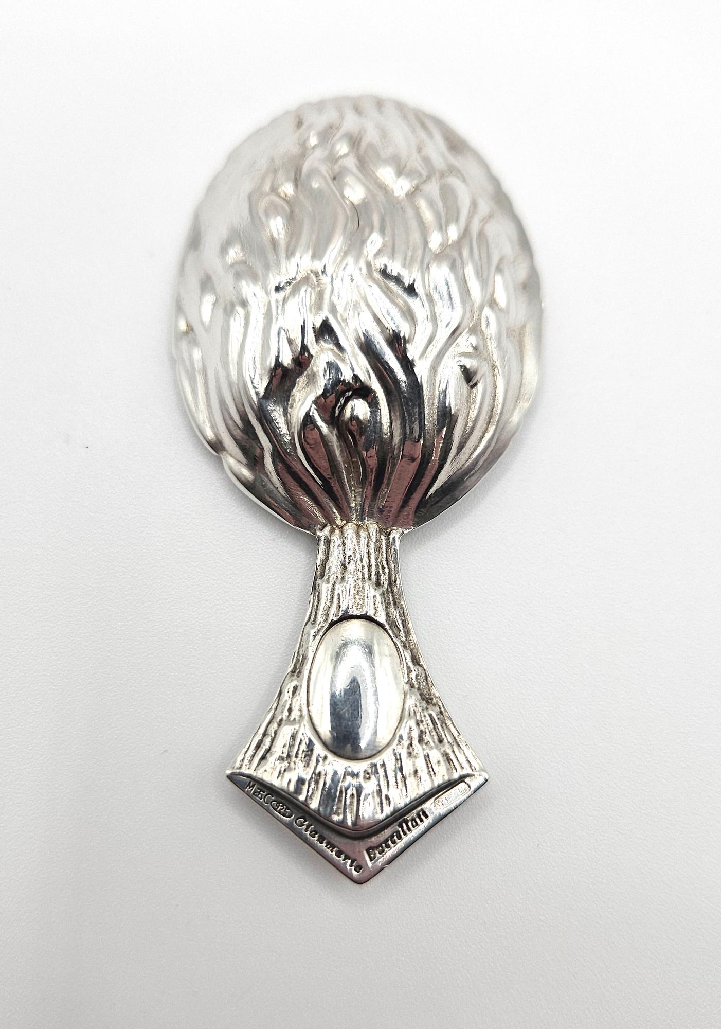 Italian Sterling Silver Gianmaria Buccellati Vulcano Tea Caddy Spoon, Bologna, Italy 20C For Sale