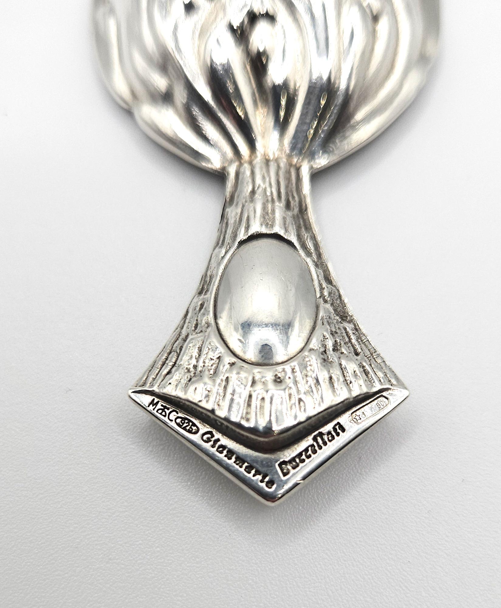 Sterling Silver Gianmaria Buccellati Vulcano Tea Caddy Spoon, Bologna, Italy 20C In Excellent Condition For Sale In London, GB