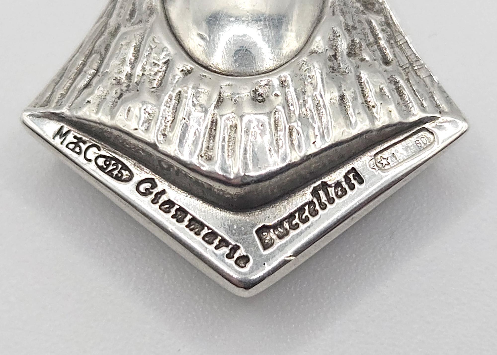 20th Century Sterling Silver Gianmaria Buccellati Vulcano Tea Caddy Spoon, Bologna, Italy 20C For Sale