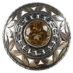 Sterling Silver Gilt and Citrine Target Brooch, Sibyl Dunlop, 1965