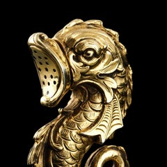 Sterling Silver Gilt Salt and Pepper Shakers in the form of Fish/Dolphin