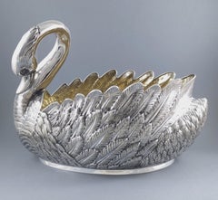 Sterling Silver & Gilt Swan Centerpiece Bowl champagne bucket