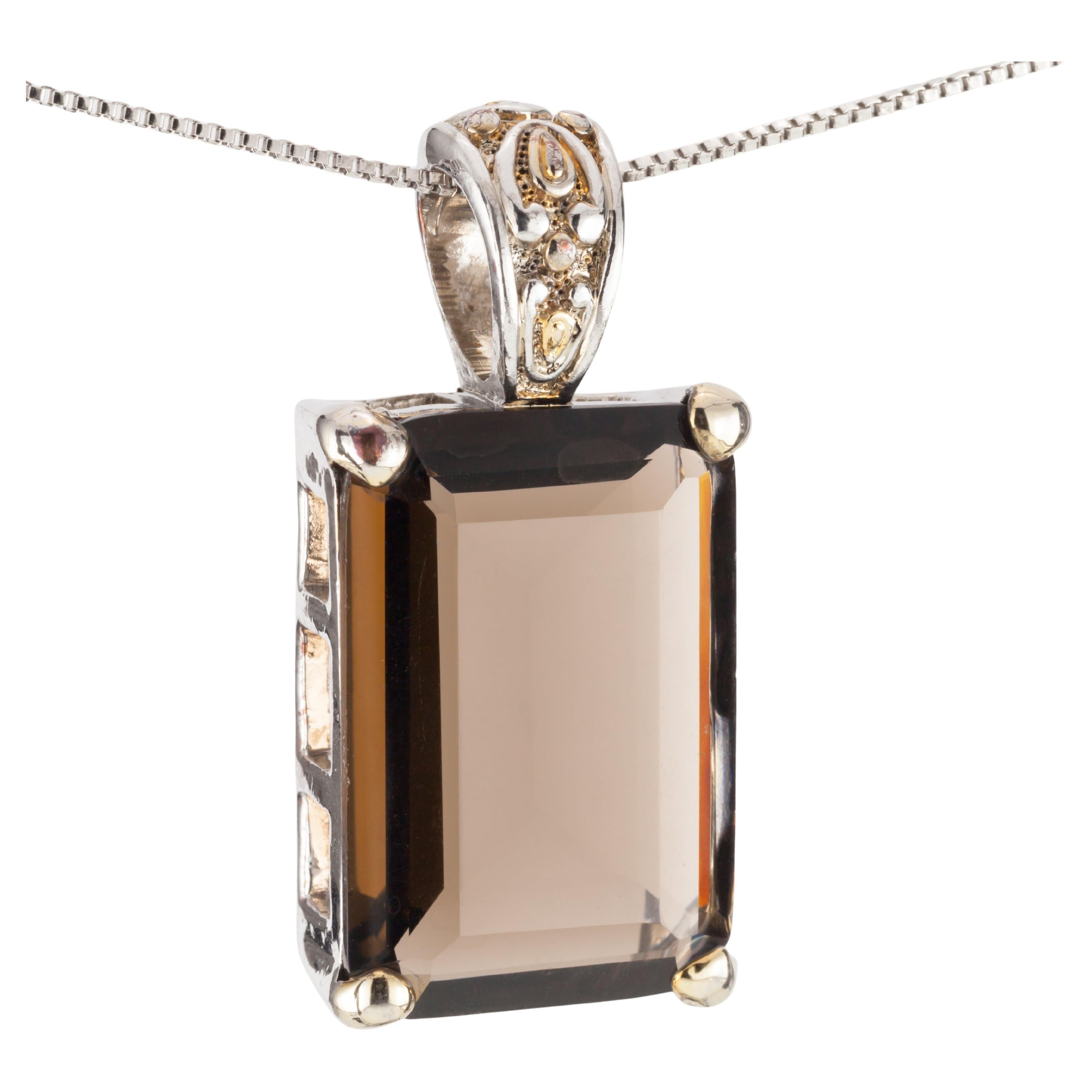 Sterling Silver Glass Pendant with Box Chain, 30 Inches