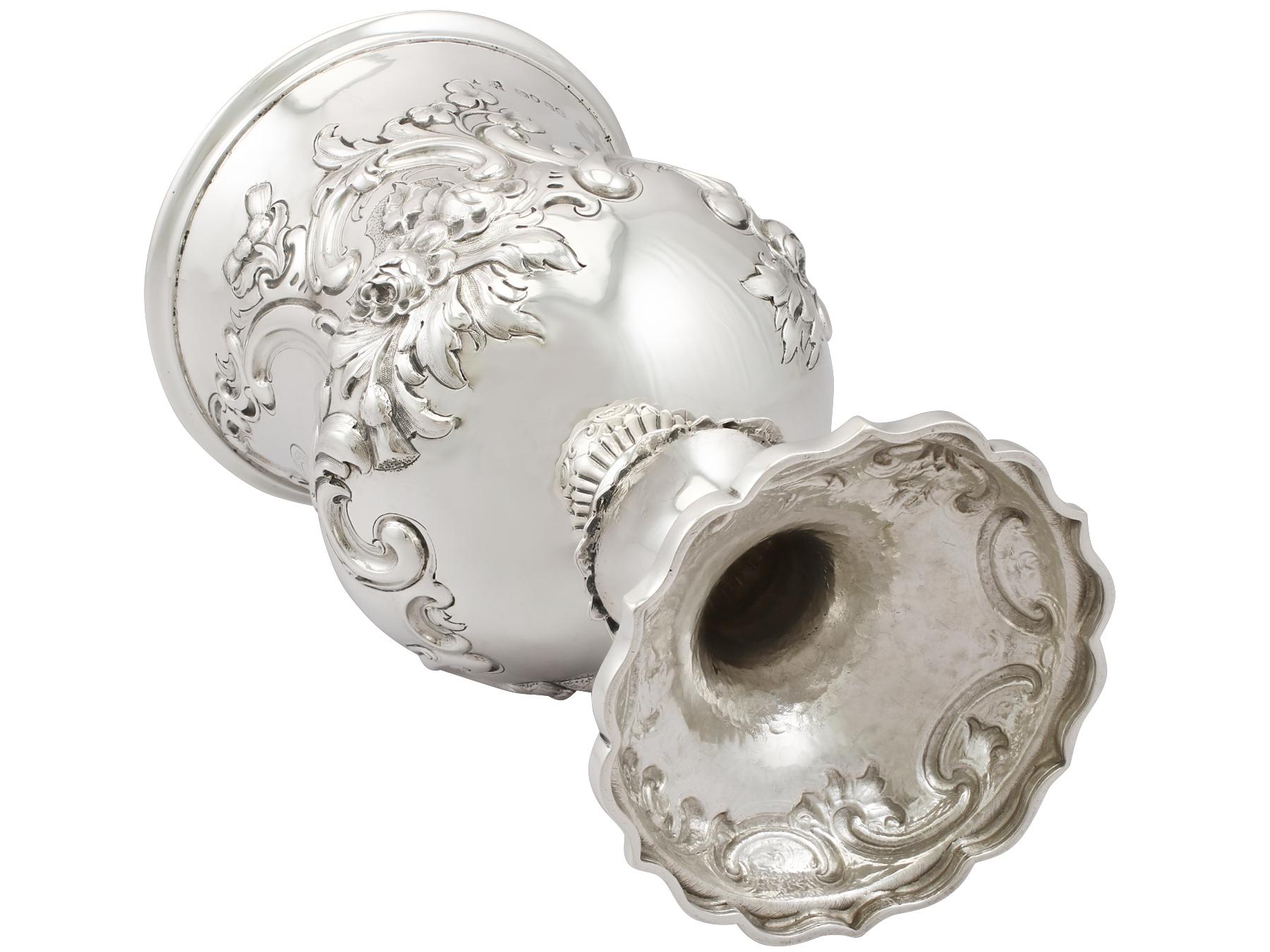 1850s Antique Victorian Sterling Silver Goblet 3