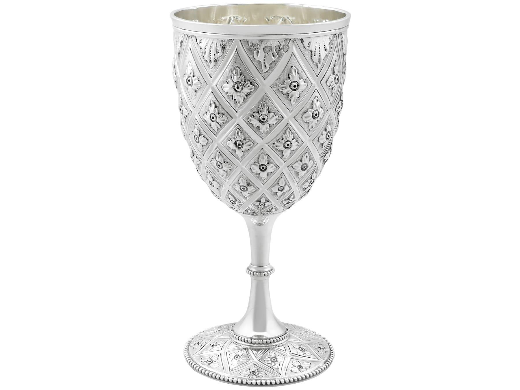 Late 19th Century Sterling Silver Goblet, Antique Victorian '1890' For Sale