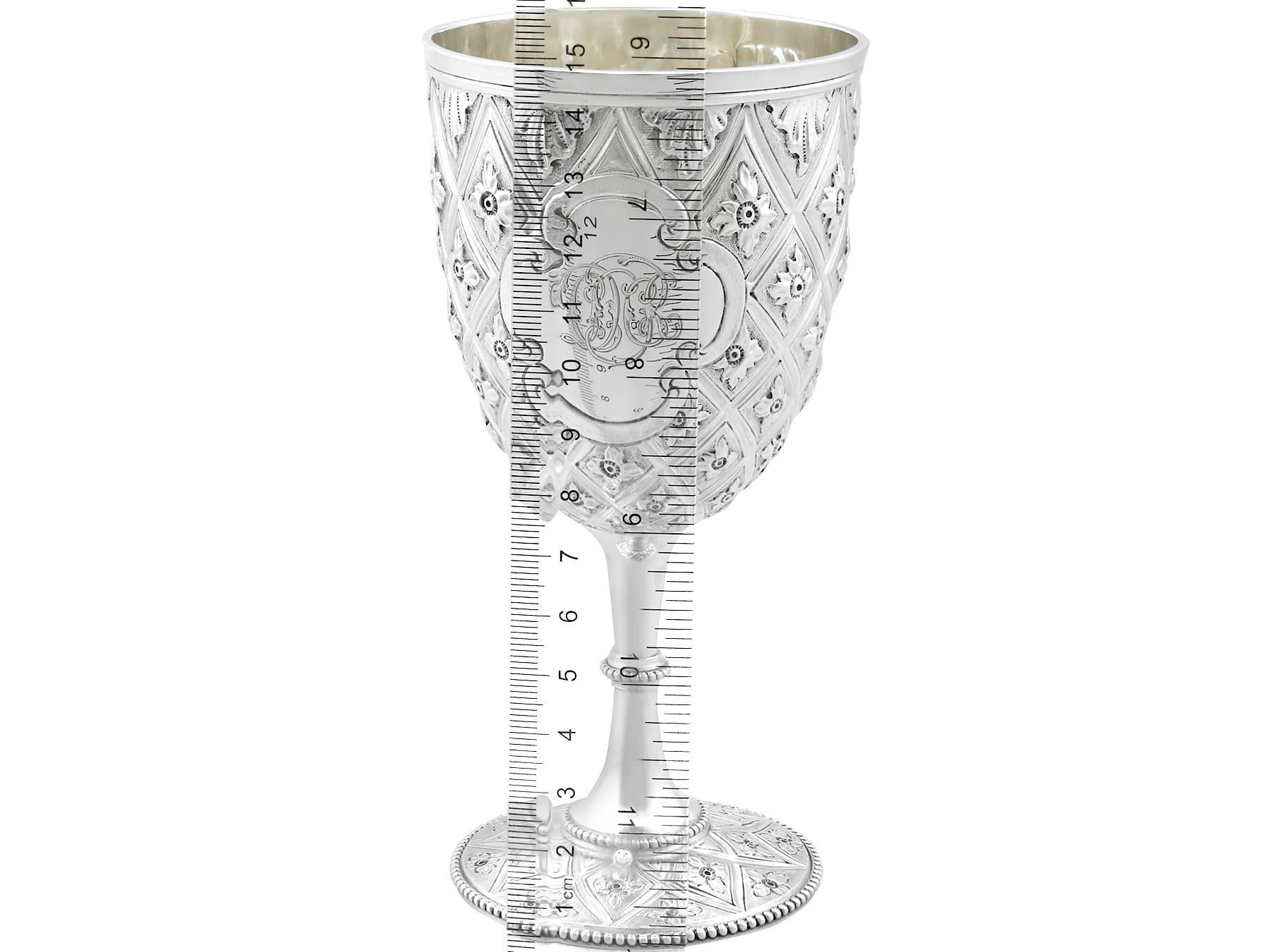Sterling Silver Goblet, Antique Victorian '1890' For Sale 5