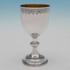 Copa Victoriana Antigua de Plata de Ley Grabada, Robert Garrard, Londres, 1870
