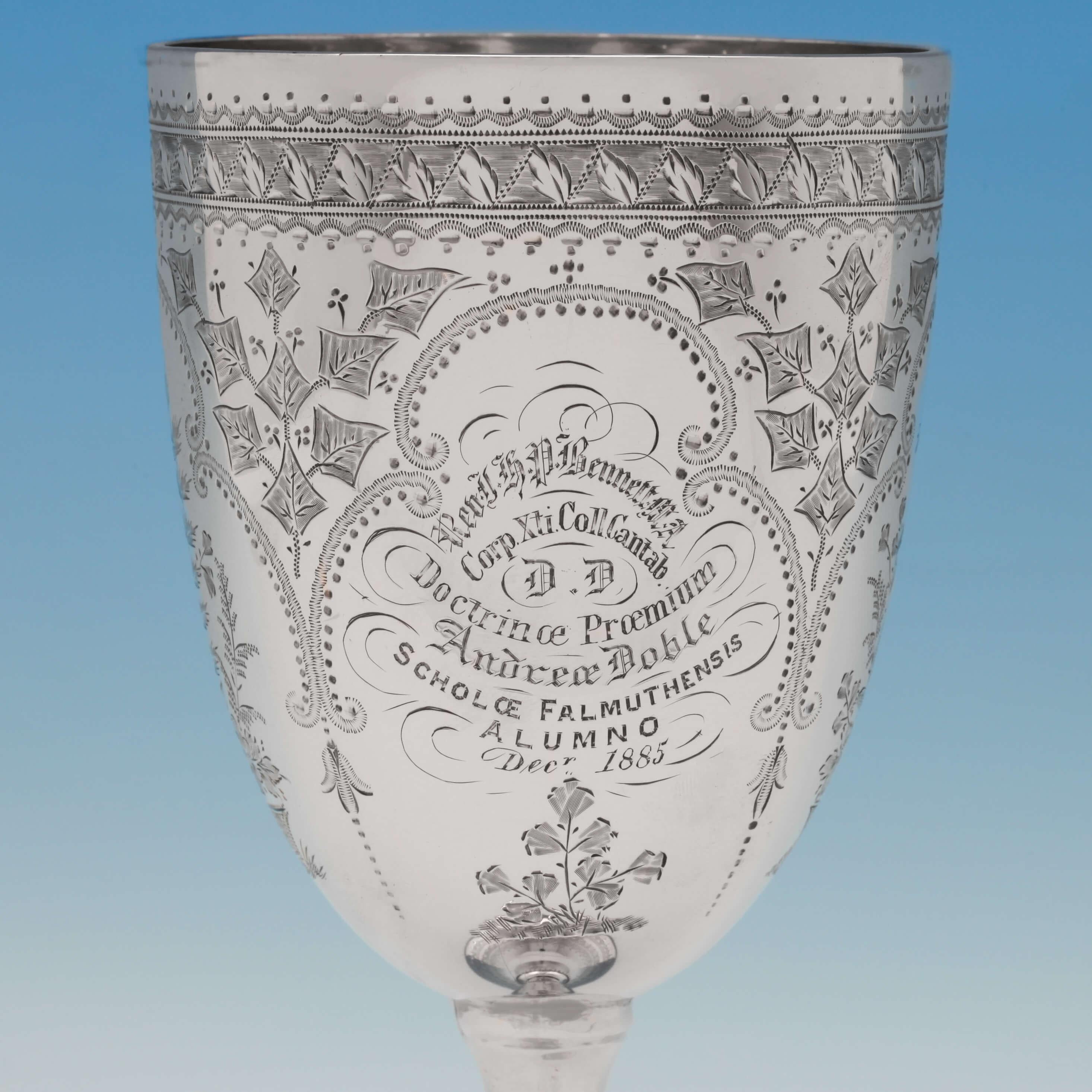 Victorian Elkington Sterling Silver Goblet with Original Presentation Inscription