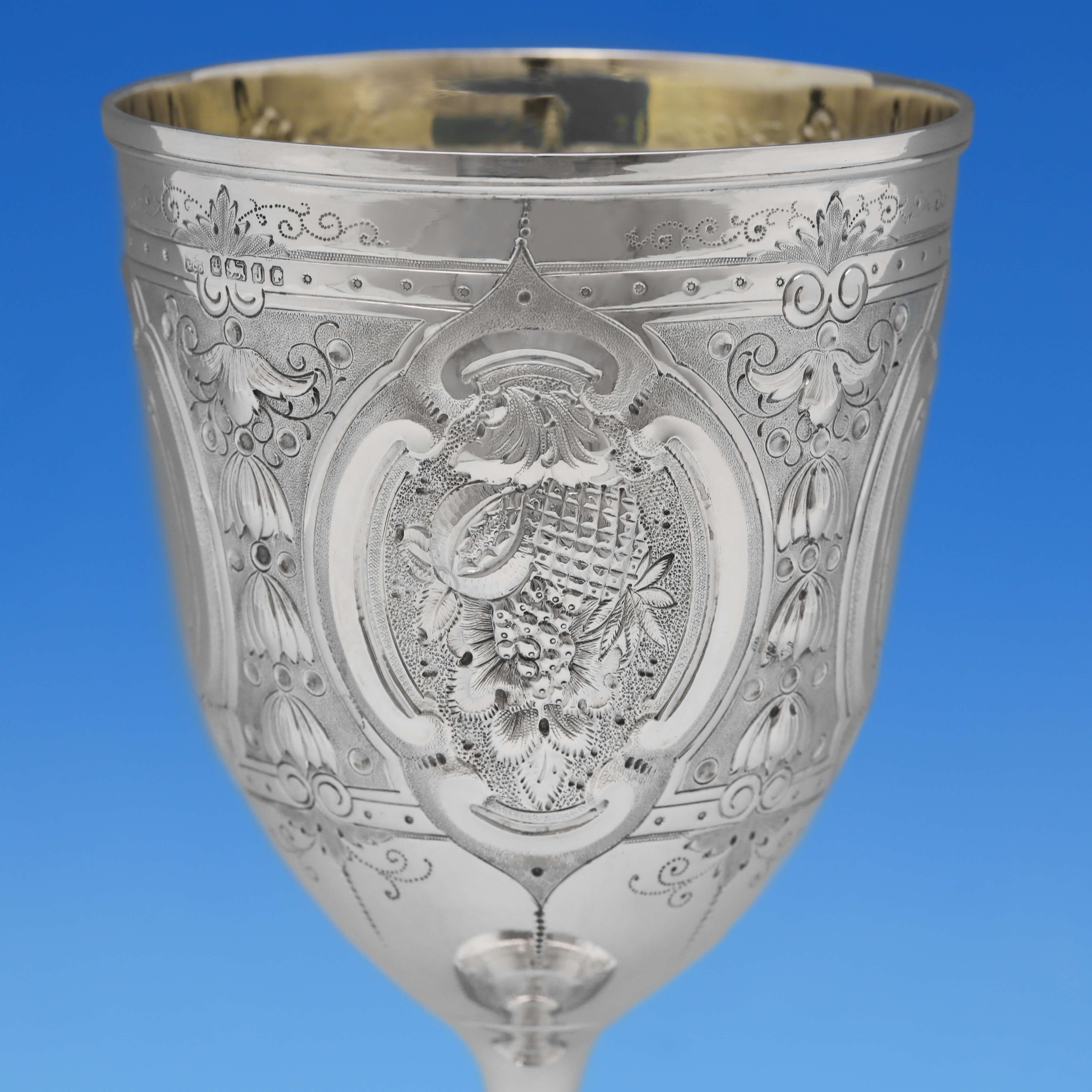 English Antique Victorian Sterling Silver Goblet by Henry Wilkinson & Co. Sheffield 1876
