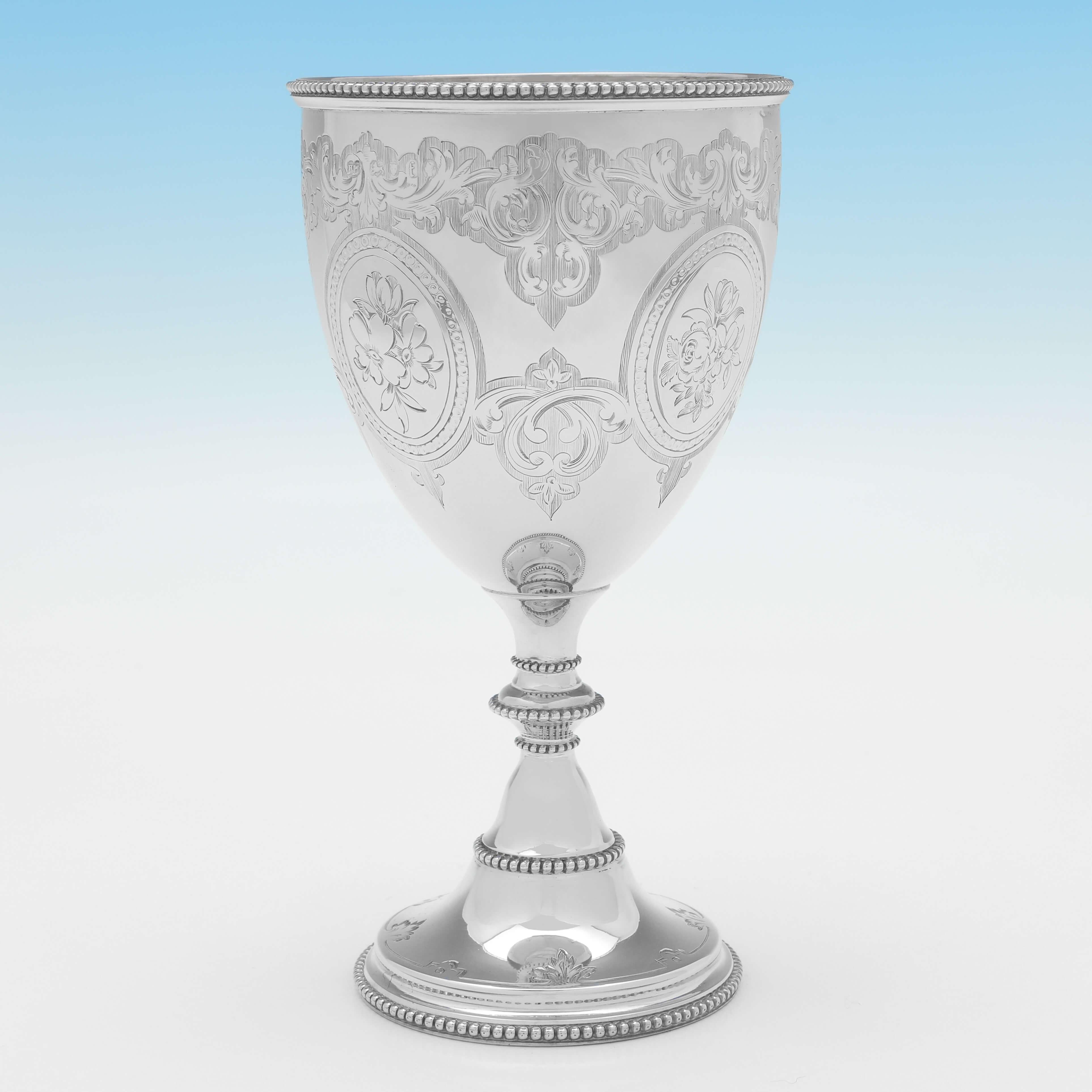 English Victorian Antique Sterling Silver Goblet, London 1861, Henry Wilkinson For Sale