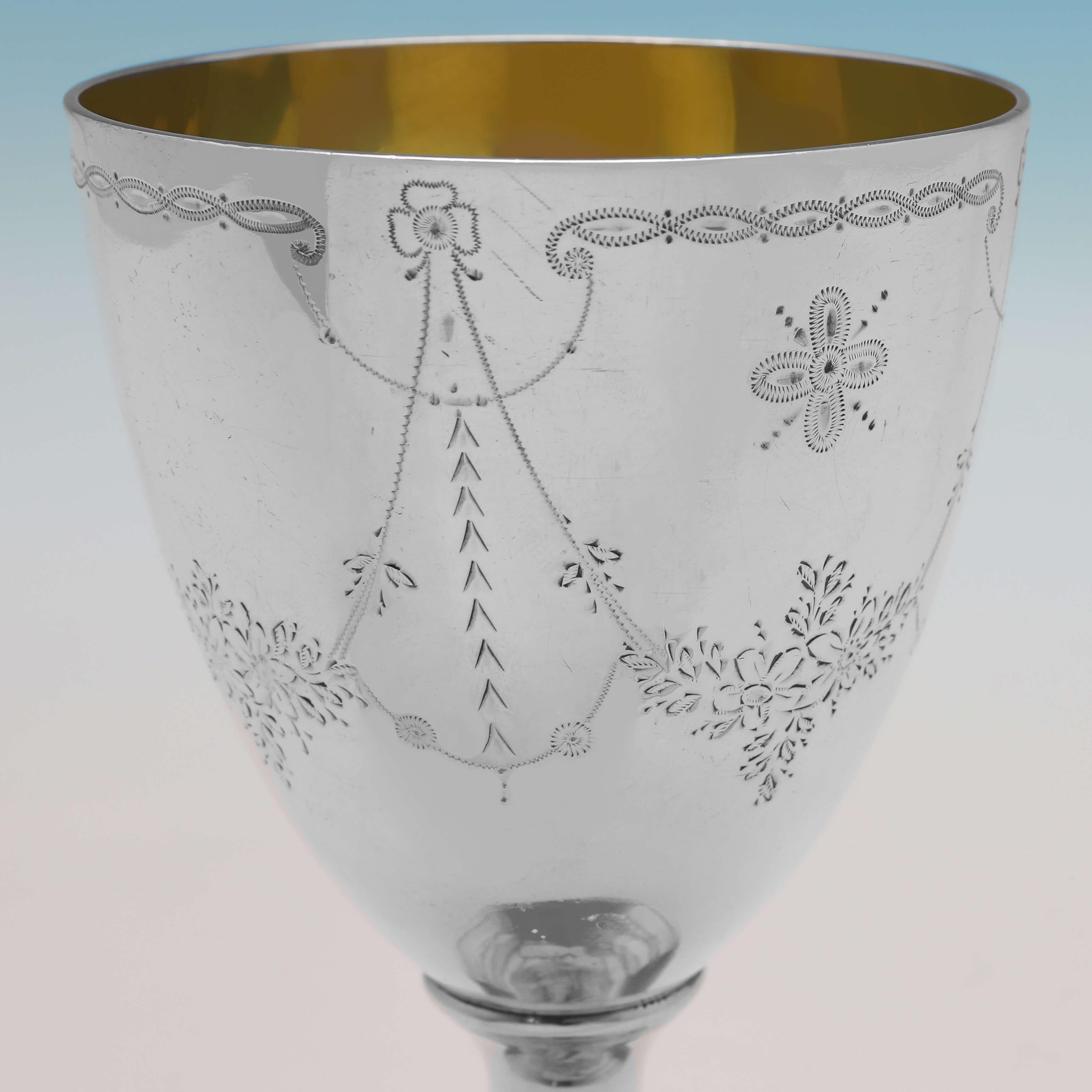 English Neoclassical Antique Sterling Silver Goblet - London 1799 -  P. A. & W. Bateman For Sale
