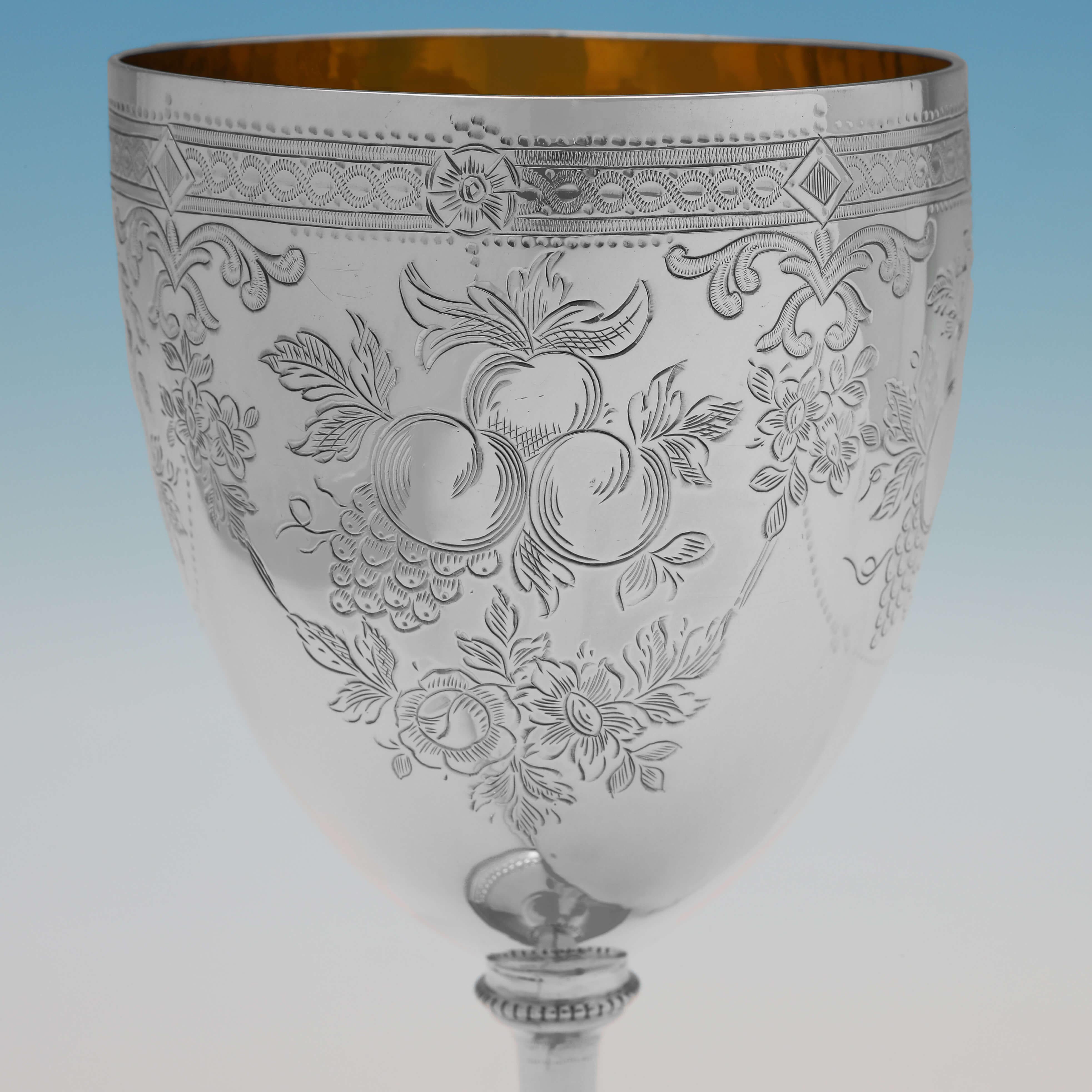 English Antique Victorian Sterling Silver Goblet - Presentation Piece - London 1863
