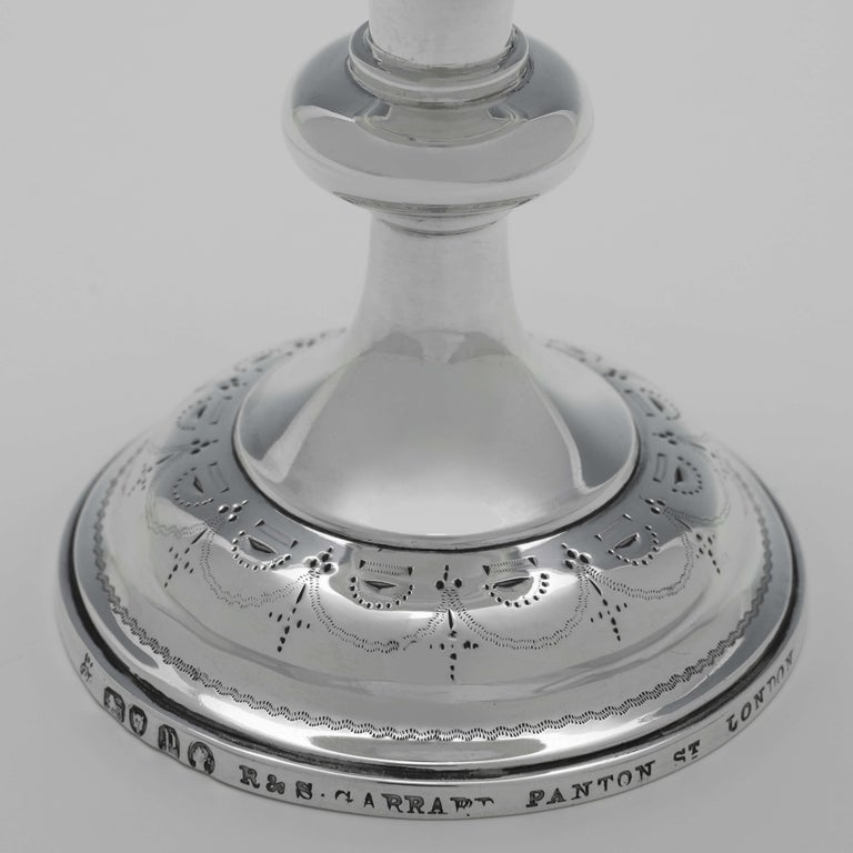 Late 19th Century Engraved Victorian Antique Sterling Silver Goblet, Robert Garrard, London, 1870 For Sale