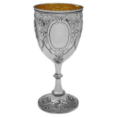 Antique Victorian Sterling Silver Goblet With Roman Emperor Decoration, London 1874