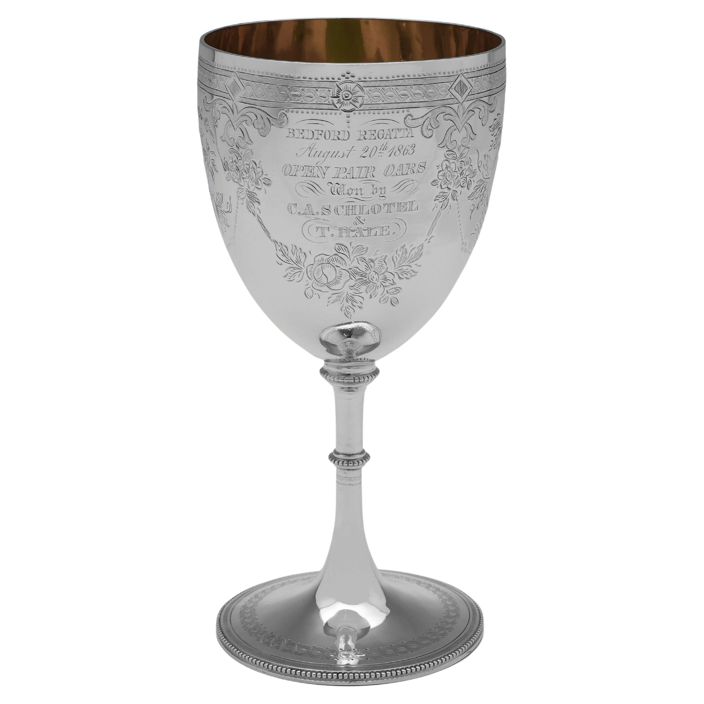 Antique Victorian Sterling Silver Goblet - Presentation Piece - London 1863